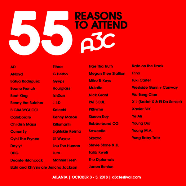 55 Reasons for Hip-Hop Fans to Attend #A3C18